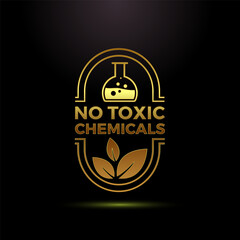 No Toxic Chemicals icon design illustration. No harmful chemical sign symbol in gold color style