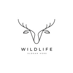 Deer head dear horn wildlife logo design vector
