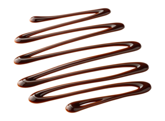 Drizzle of dark chocolate sauce isolated on transparent background