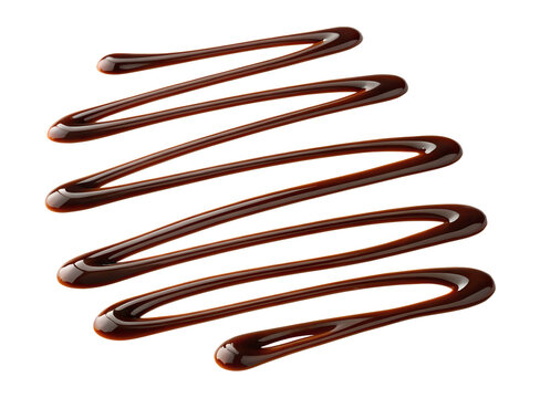 Drizzle of dark chocolate sauce isolated on transparent background