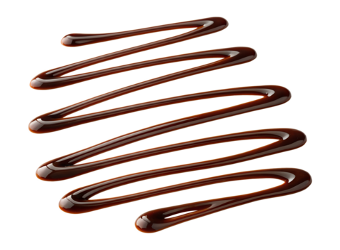 Drizzle of dark chocolate sauce isolated on transparent background - Powered by Adobe