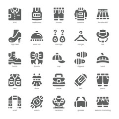 Fashion Apparel Icon pack for your website, mobile, presentation, and logo design. Fashion Apparel Icon solid design. Vector graphics illustration and editable stroke.