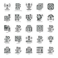 Podcast Icon pack for your website, mobile, presentation, and logo design. Podcast Icon solid design. Vector graphics illustration and editable stroke.