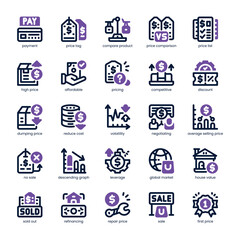 Price Comparison Icon pack for your website, mobile, presentation, and logo design. Price Comparison Icon dual tone design. Vector graphics illustration and editable stroke.