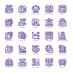 Price Comparison Icon pack for your website, mobile, presentation, and logo design. Price Comparison Icon line basic color design. Vector graphics illustration and editable stroke.