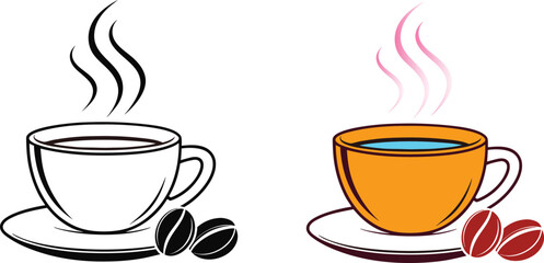 Stylized coffee art for beverage graphics vector icon. coffee, cup, takeaway, drink, beverage.