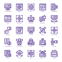 Streaming Icon pack for your website, mobile, presentation, and logo design. Streaming Icon line basic color design. Vector graphics illustration and editable stroke.
