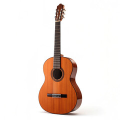 Classical guitar on white background