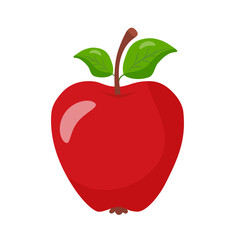 Red sweet and tasty apple. Natural fruits, hand drawn.