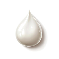 Fototapeta premium Single Drop of Creamy Liquid, Isolated on White Background
