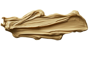 Abstract Swirl of Beige Cream or Paste Texture on Transparent Background