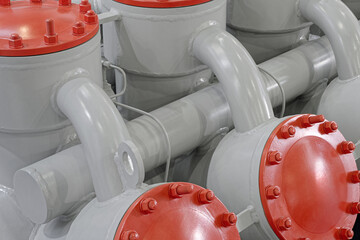 Various parts of high pressure equipment - steel pipes, flanges and plugs