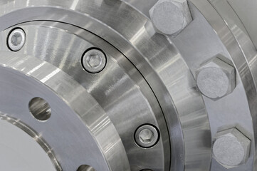 Various parts of high pressure equipment - stainless steel pipes, flanges and plugs