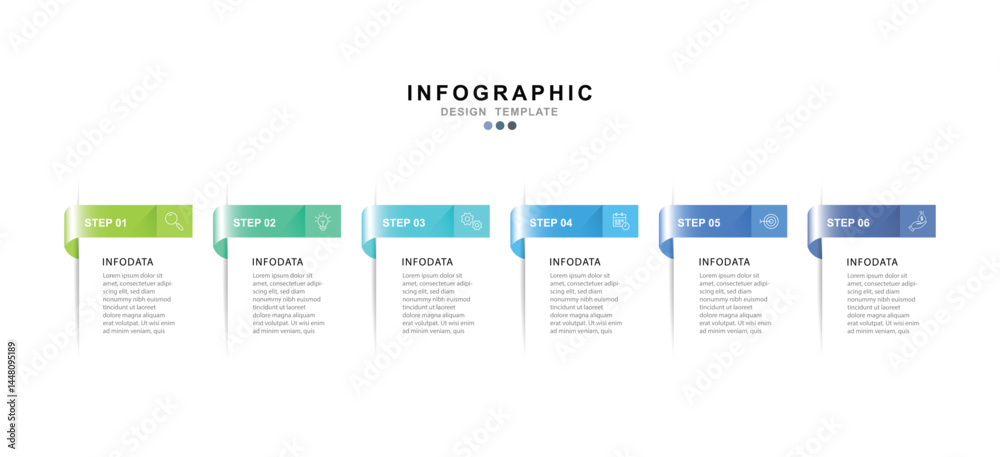 Poster infographic 6 options design elements for your business data. vector illustration