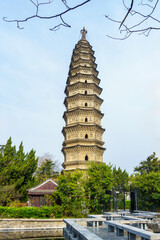 Wanfo Pagoda in Mengcheng County, Anhui Province, China, was first built in the Song Dynasty (1102). It houses over 8,000 Buddha statues and is a key cultural relic of China.