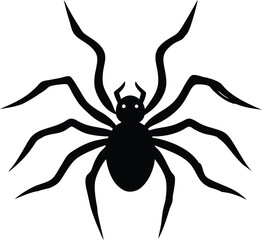 Spooky Spider hanging from a web silhouette