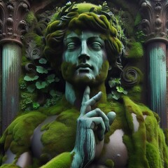 Fototapeta premium Moss Weathering blending with greenery