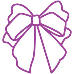 purple  outline ribbon bow 
