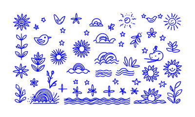 A modern vector illustration set of minimalist abstract icons and design elements, easily editable.