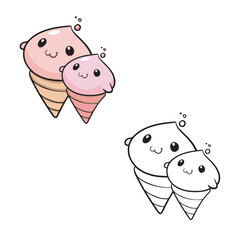 cute ice cream. Cartoon. Drawing. Simple. Vector illustration