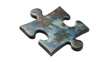 A shiny puzzle piece, a giant puzzle piece casting a shadow over the broken graph, on a transparent backgrounds