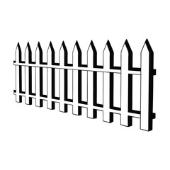 Black and White Picket Fence On Isolated Background
