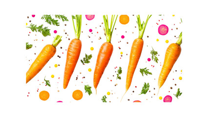 Vibrant Carrots with Spices and Herbs on Transparent Background