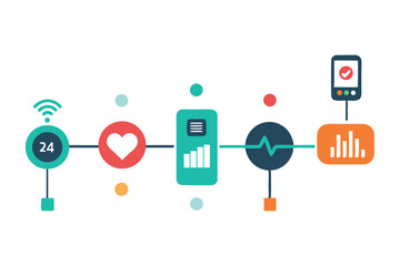 Wearable Tech Evolution Infographic Vector – Timeline of Health Devices with Icons on White background.