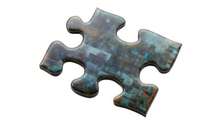 A shiny puzzle piece, a giant puzzle piece casting a shadow over the broken graph, on a transparent backgrounds