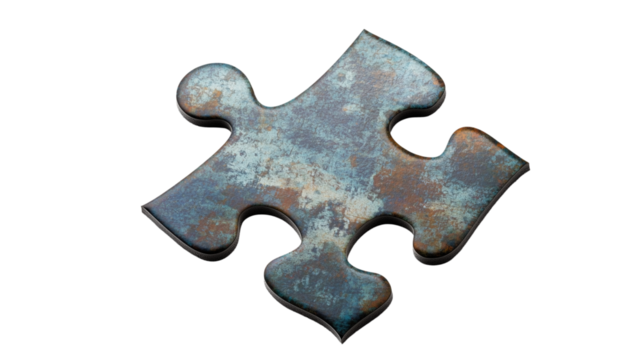 A shiny puzzle piece, a giant puzzle piece casting a shadow over the broken graph, on a transparent backgrounds
