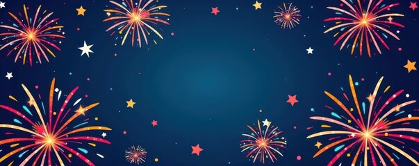 Naklejka premium Cute hand-drawn firework seamless pattern Vector illustration for holiday design , stars, christmas, repeat
