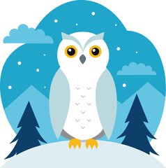 Snow Owl in a snowy landscape