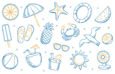 summer rough sketch doodle outline 