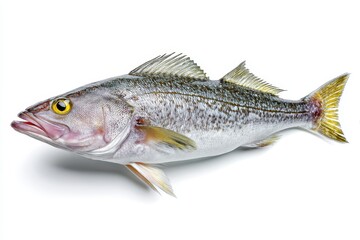 Obraz premium Isolated fresh raw Hake fish on white backdrop
