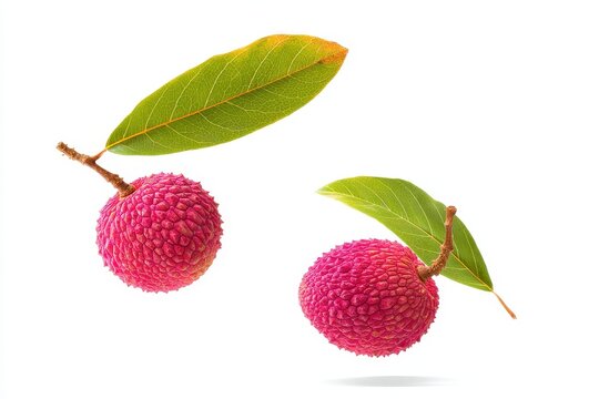 Isolated lychee floating on a white background Clipping path included