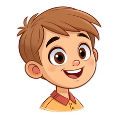 Obraz premium Happy cartoon boy face, isolated on transparent background