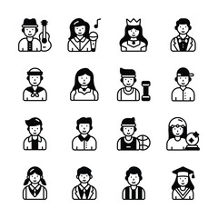 Modern bundle of glyph icon denoting citizens and professional avatars