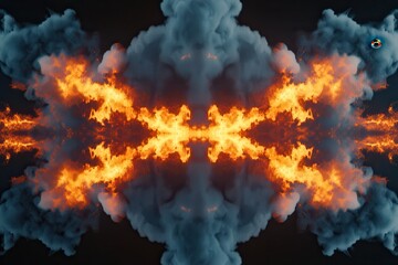 Symmetrical Dance of Fire and Smoke A Mesmerizing Digital Abstract Creation