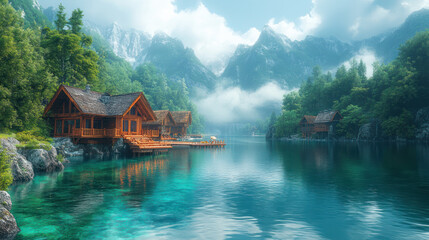 Fototapeta premium Mountain Lake Scenic View