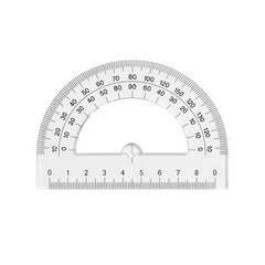 Durable clear transparent plastic protractor with easy-to-read degree scale and straight edge ruler for all geometry measurement.