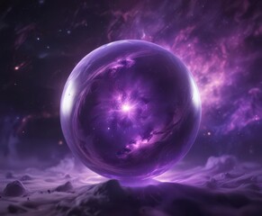 Obraz premium Ethereal orb glows, purple nebula swirls around it , orb, stellar, constellation