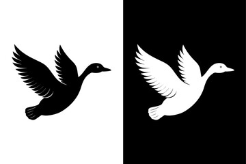 Modern Flying Bird Silhouette Vector Icon in Monochrome Style.