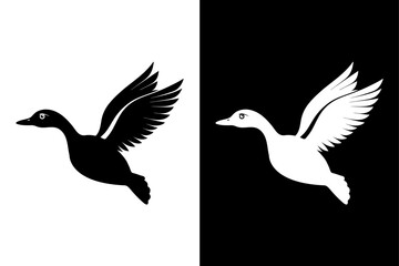 Minimal Flying Bird Icon High-Quality Black and White Vector.