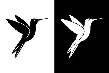 Elegant Bird Silhouette Vector Monochrome Flying Icon for Designers.