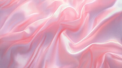 Fototapeta premium Close-up view of soft, flowing, pink satin fabric.