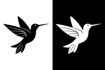 Elegant Bird Silhouette Vector Monochrome Flying Icon for Designers.