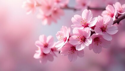 Obraz premium Delicate pink sakura blossoms, full bloom, intricate pattern , pretty, sakura branch, floral