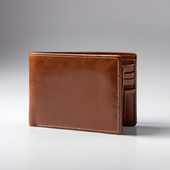 Photorealistic leather wallet, highly detailed, sharp focus, soft studio lighting, modern aesthetic, isolated on white background, natural texture, clean edges, professional product photography. 