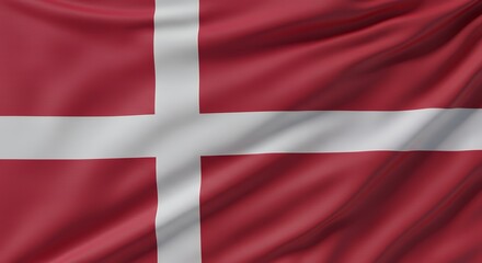 Danish Flag Red and White Fabric
