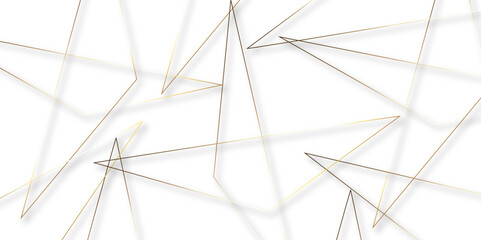 Obraz premium Abstract background with liens and triangles shape on white background. White and golden geometric overlapping rectangle pattern Geometric background soft shadows as patten ..White polygon textured .